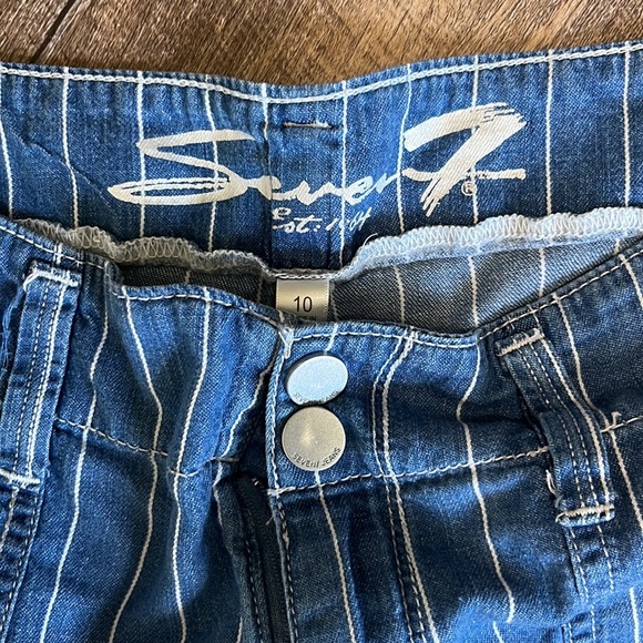 Seven7 Wide Leg Pant Cotton Size 10 Blue & White stripe - Picture 3 of 5